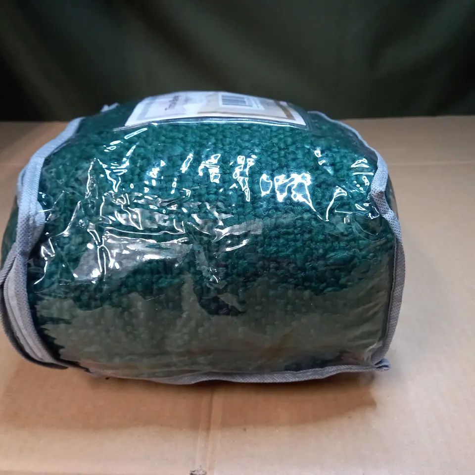 PACKAGED KNITTED THROW GREEN BLANKET - SIZE 50"X 60"