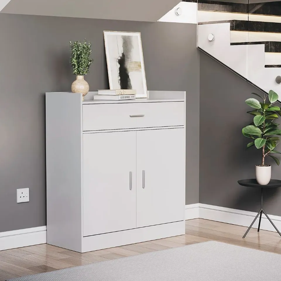 BOXED MUSKOKA 16 PAIR SHOE STORAGE CABINET - WHITE (1 BOX)