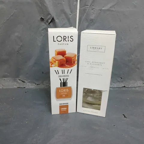 M&S HOME LIBRARY OF SCENT SCENTED DIFFUSER LIME, BERGAMOT & MANDARIN AND LORIS PARFUM REED DIFFUSER CARAMEL 