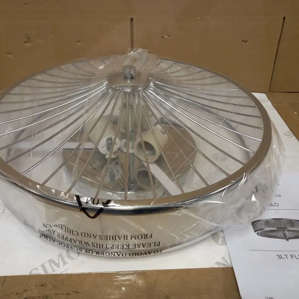 DAR LIGHTING GROUP 3LT FLUSH CEILING LIGHT - CHROME FINISH