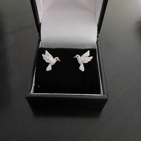 DIAMONIQUE 0.26CT HUMMINGBIRD STUD EARRINGS STERLING SILVER