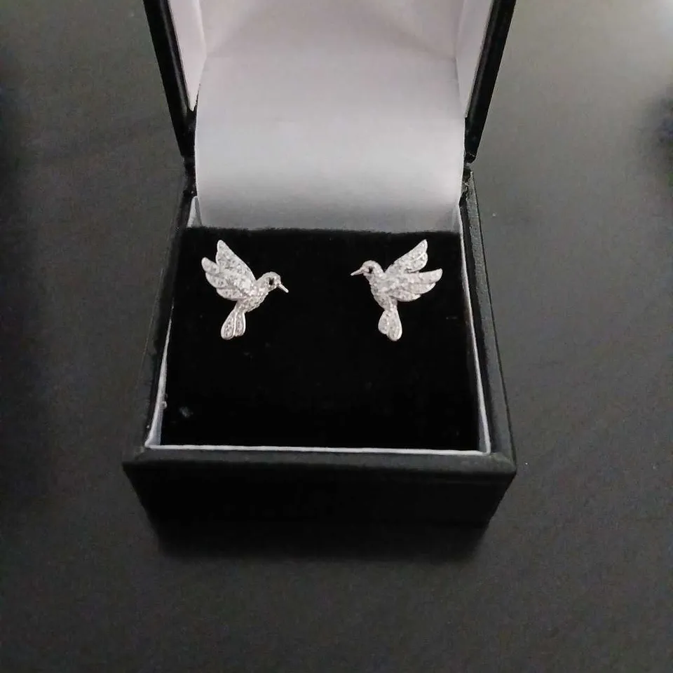 DIAMONIQUE 0.26CT HUMMINGBIRD STUD EARRINGS STERLING SILVER