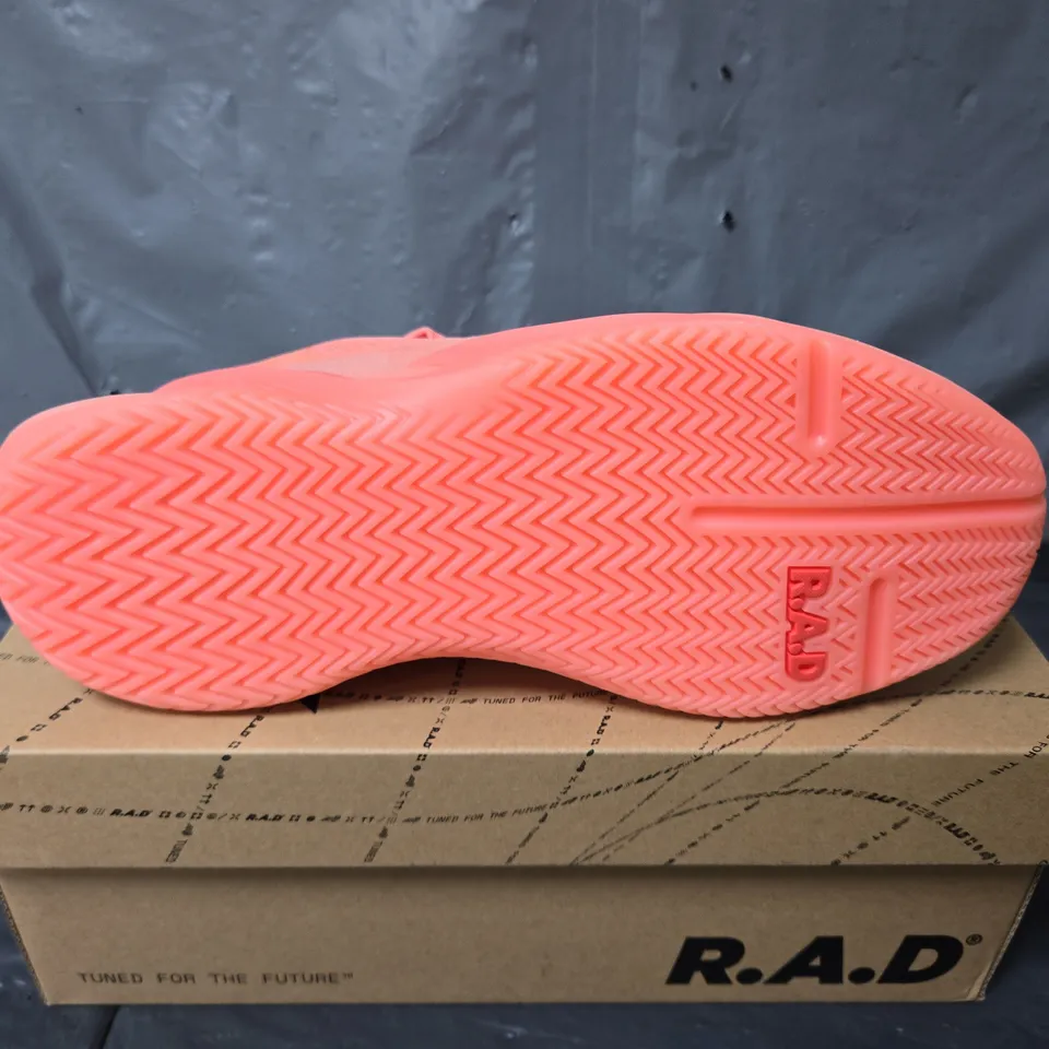 BOXED PAIR OF RAD ONE V2 TRAINERS IN ORANGE - UK 7