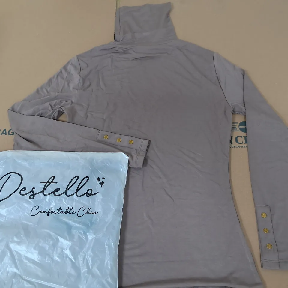 LOT OF 2 BRAND NEW DESTELLO MODAL HIGH NECK TOP IN TAUPE - UK 8