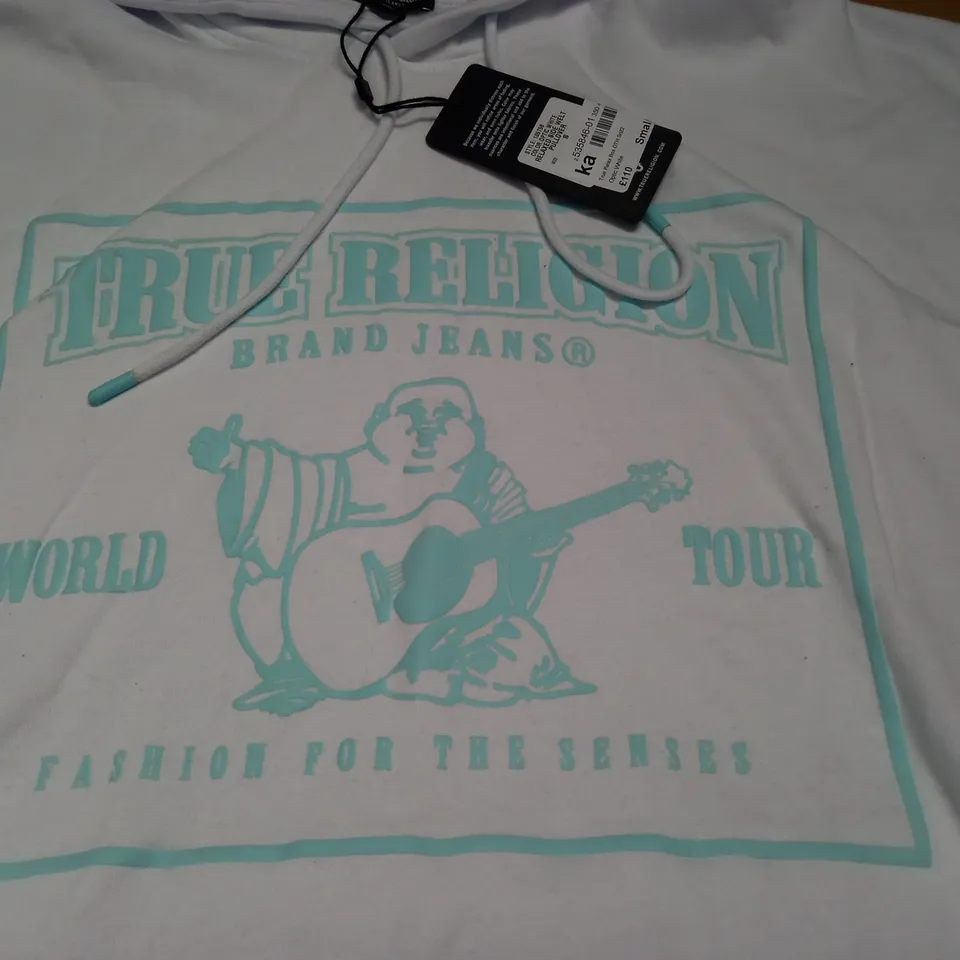 TRUE RELIGION WHITE OVER THE HEAD HOODIE - SMALL