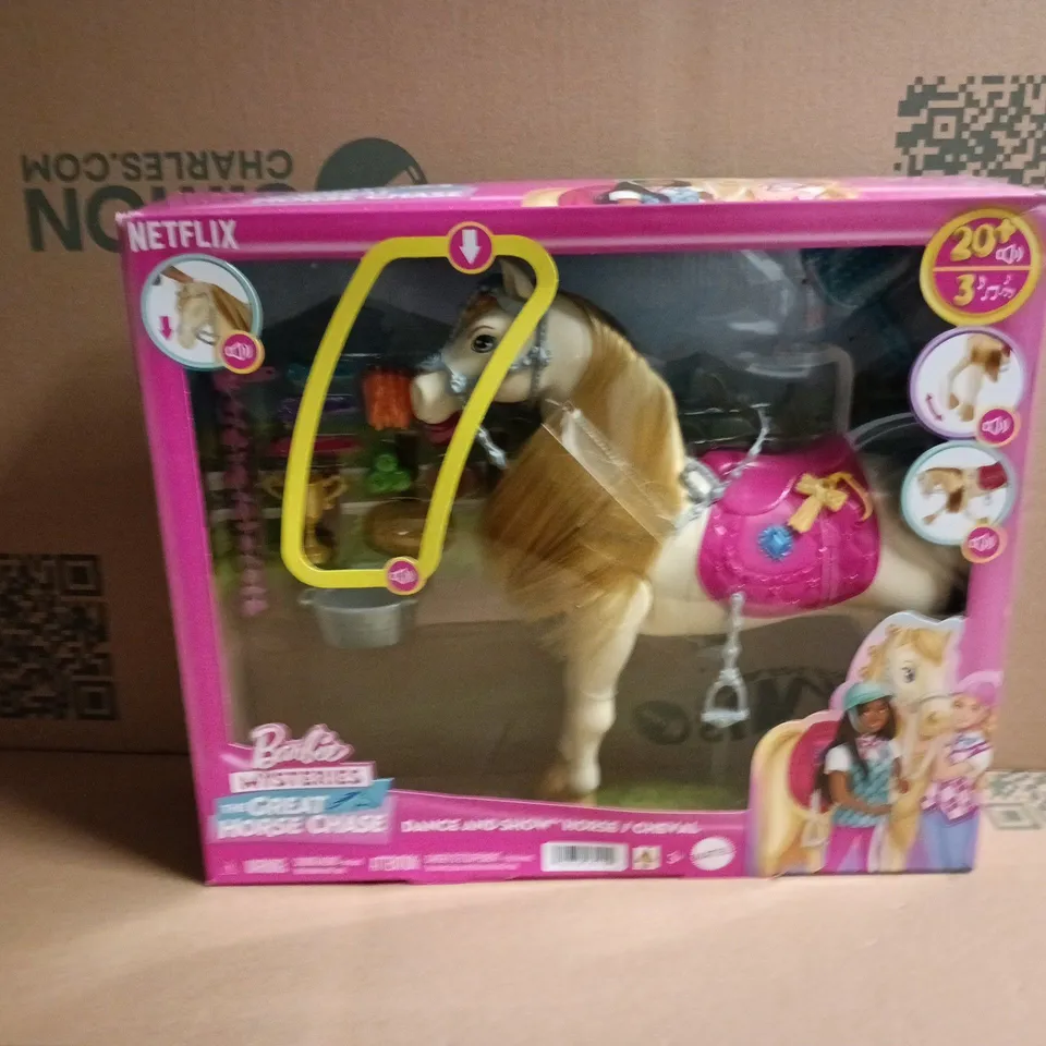 BARBIE MYSTERIES THE GREAT HORSE CHASE DANCE & SHOW HORSE PLAYSET – BOXED