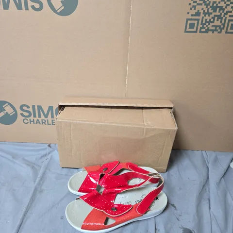 RED SLINGBACK SANDALS WITH PERFORATED PATENT STRAPS – MADE IN ITALY, UK 6 (EU 40) COMFORT BAND