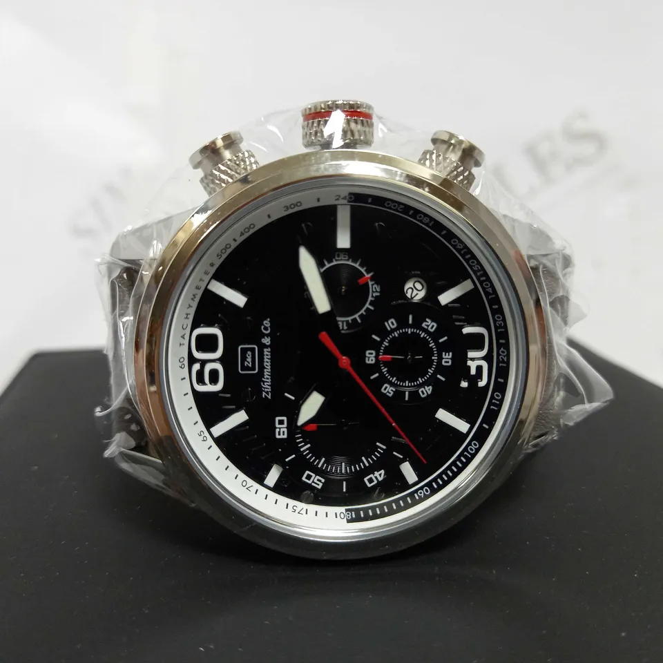 ZIHLMANN & CO SPORTS CHRONOGRAPH STYLE LEATHER STRAP WATCH RRP £560