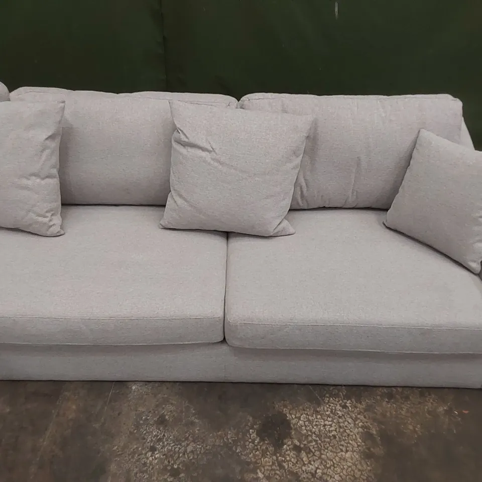 DESIGNER FABRIC UPHOLSTERED CHAISE SOFA WITH SCATTER CUSHIONS