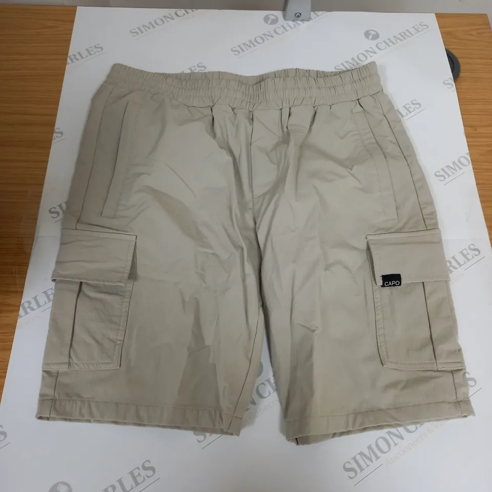 CAPO WASHED BEIGH CARGO SHORTS - L