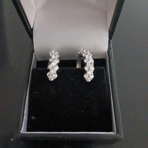 DIAMONIQUE SCTT STERLING SILVER HOOP EARRINGS RHODIUM PLATED