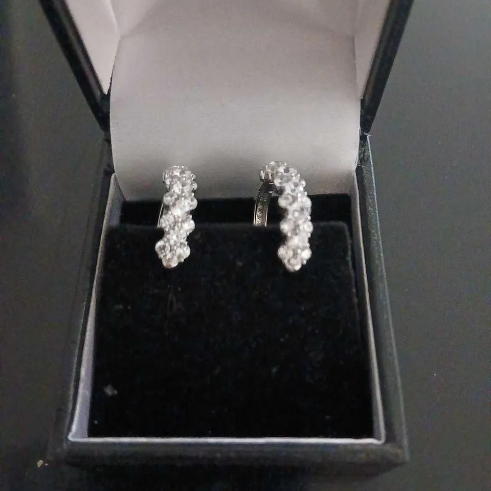 DIAMONIQUE SCTT STERLING SILVER HOOP EARRINGS RHODIUM PLATED