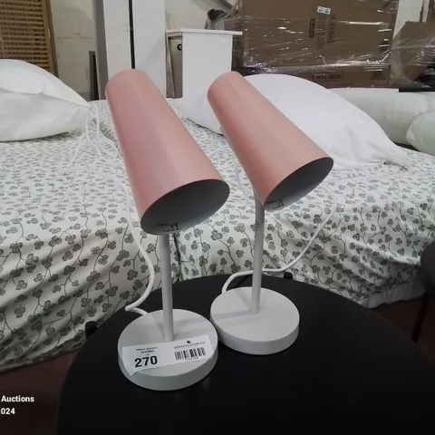 QUALITY EX-SHOWROOM PAIR OF PINK TABLE LIGHTS