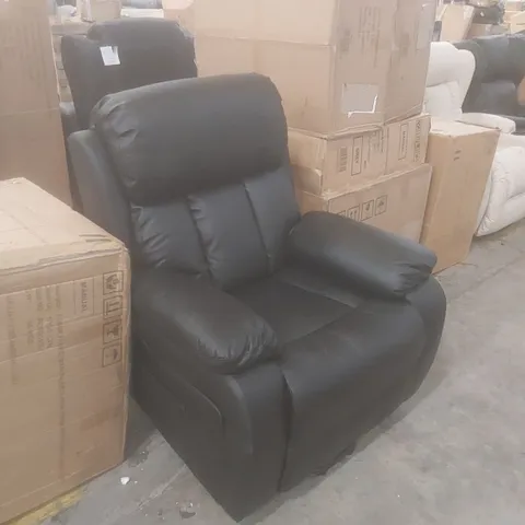 DESIGNER BLACK FAUX LEATHER UPHOLSTERED POWER RECLINER CHAIR 