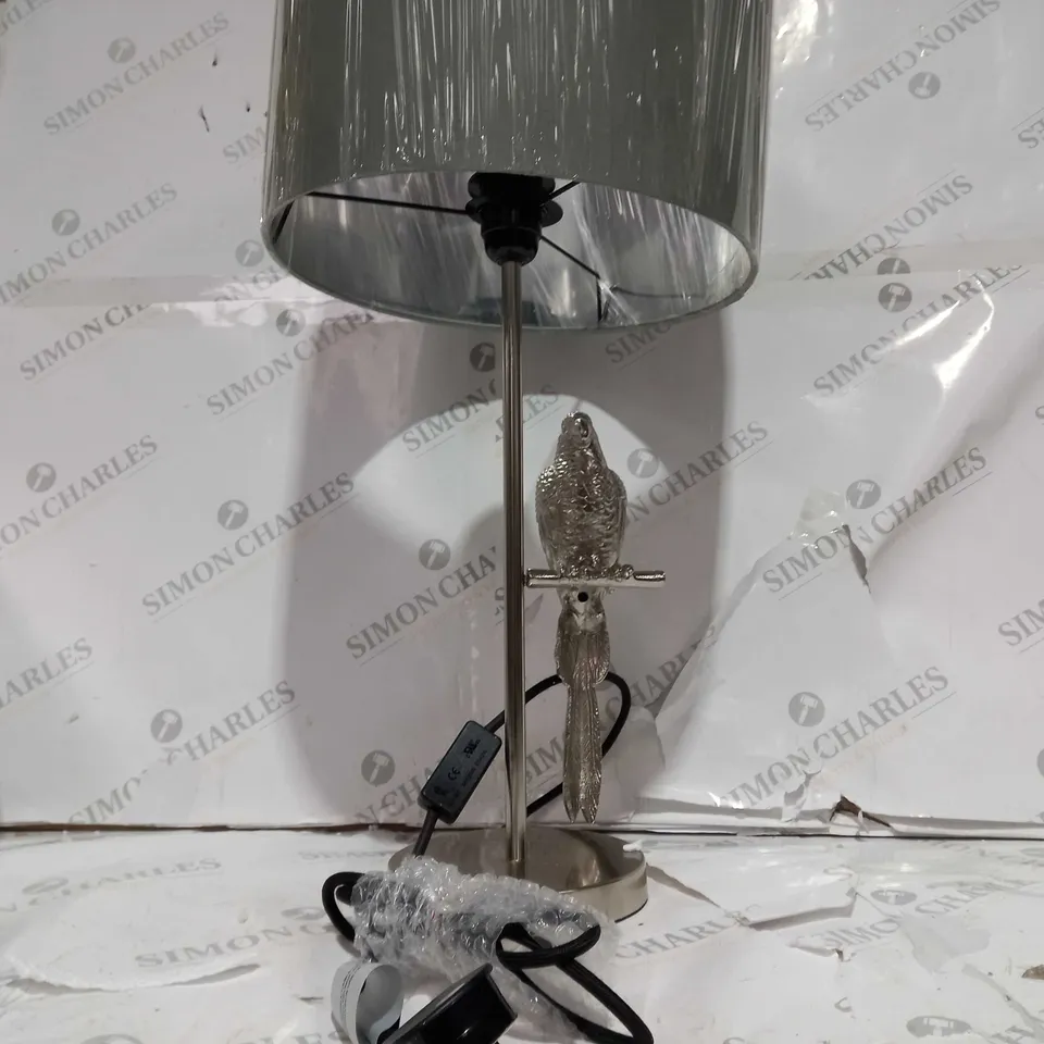 HAWK LAMP IN SILVER EFFECT WITH SILVER LAMP SHADE