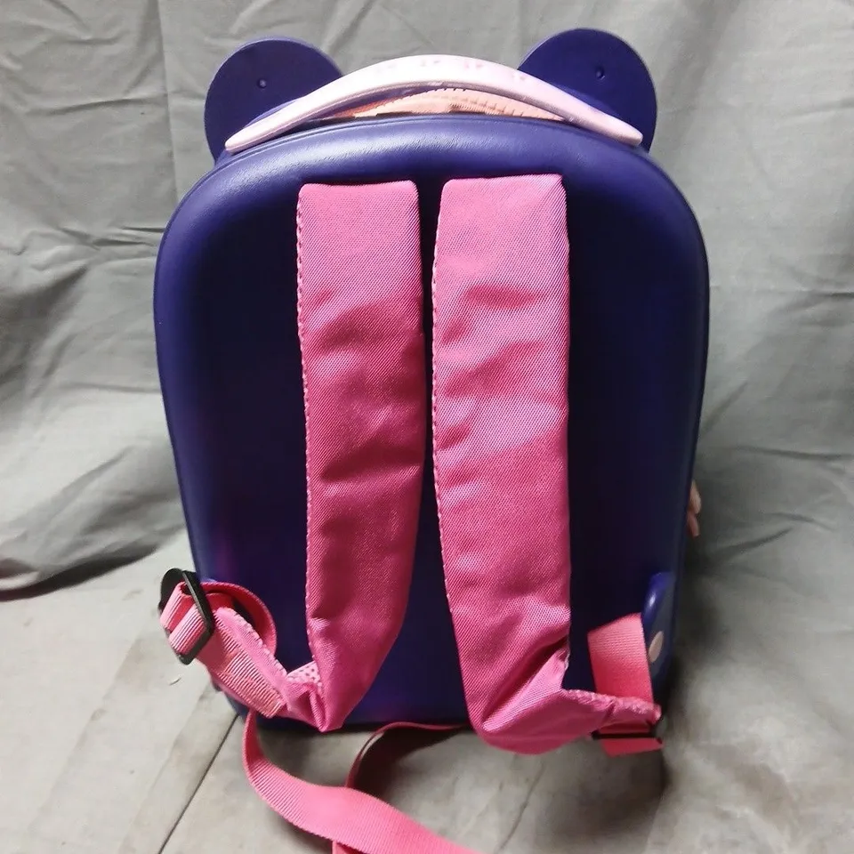 PURPLE CHILDREN'S BACKPACK WITH BEAR EARS AND CARTOON PATCHES