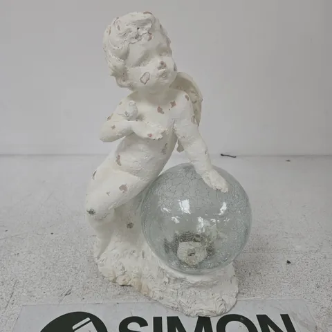 ANGEL FIGURINE WITH CRACKLED GLASS LED GLOBE