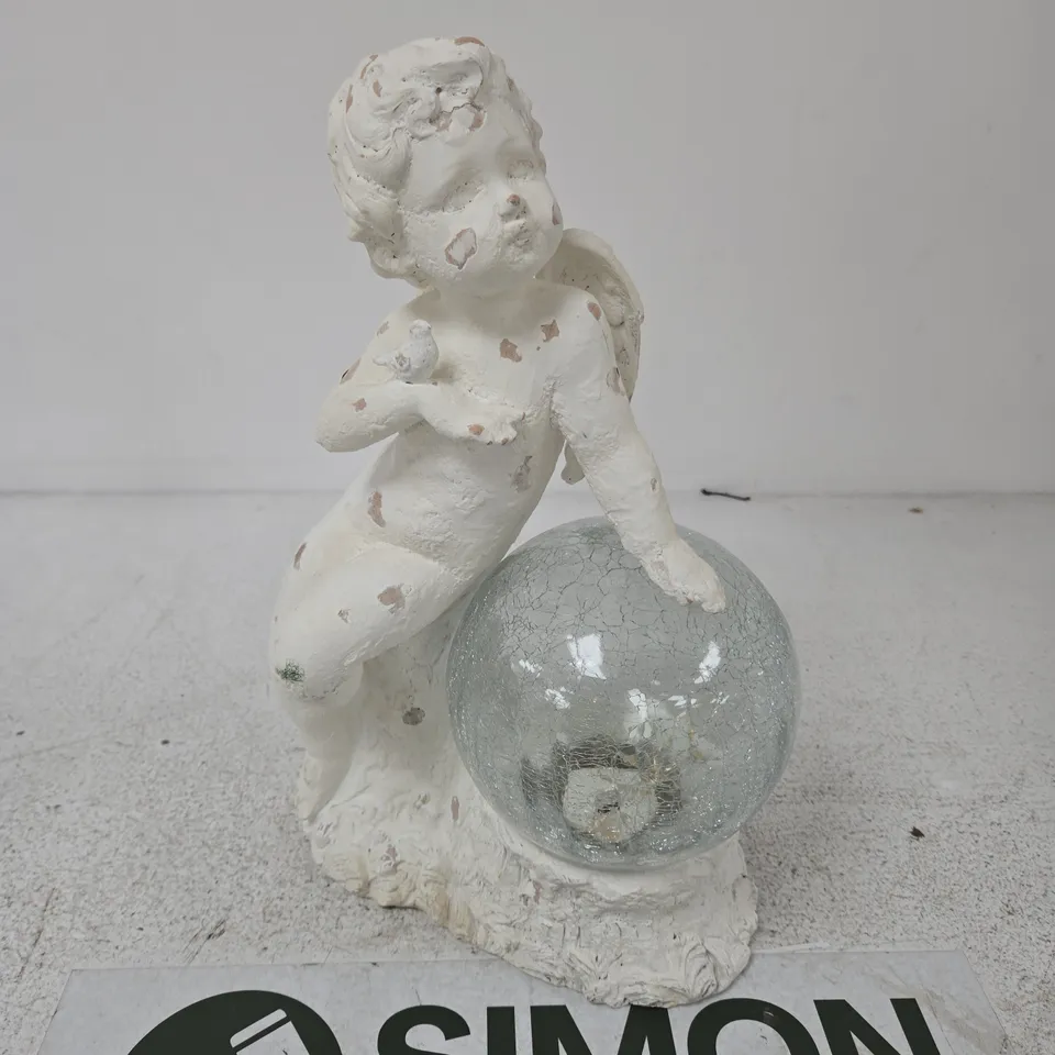 ANGEL FIGURINE WITH CRACKLED GLASS LED GLOBE