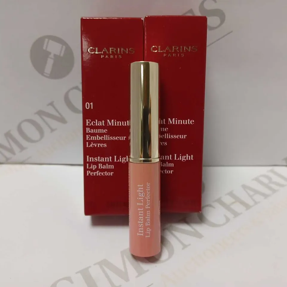 LOT OF 2 CLARINS INSTANT LIGHT LIP BALM PERFECTOR - #01 ROSE 