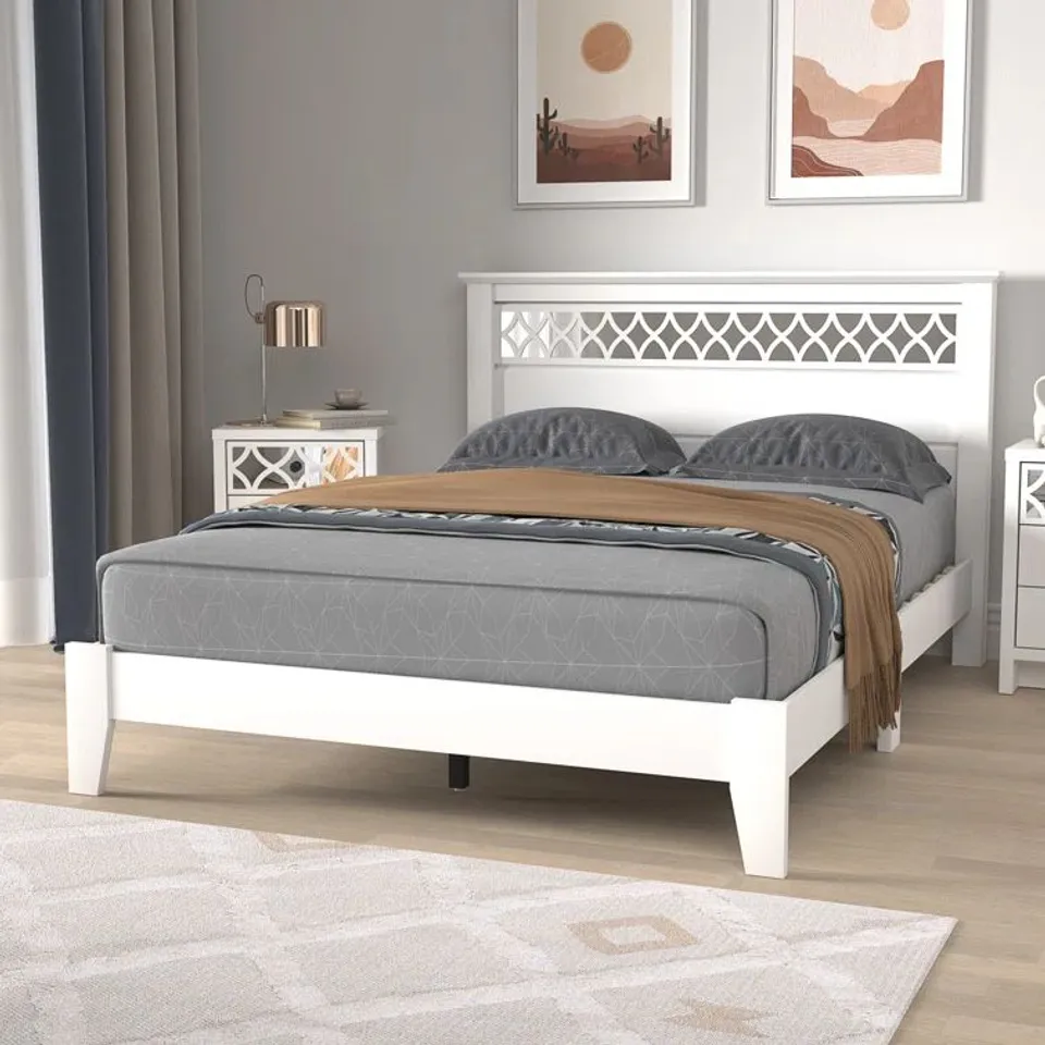 BOXED IRIS DOUBLE 4'6 BED FRAME - WHITE (1 BOX)