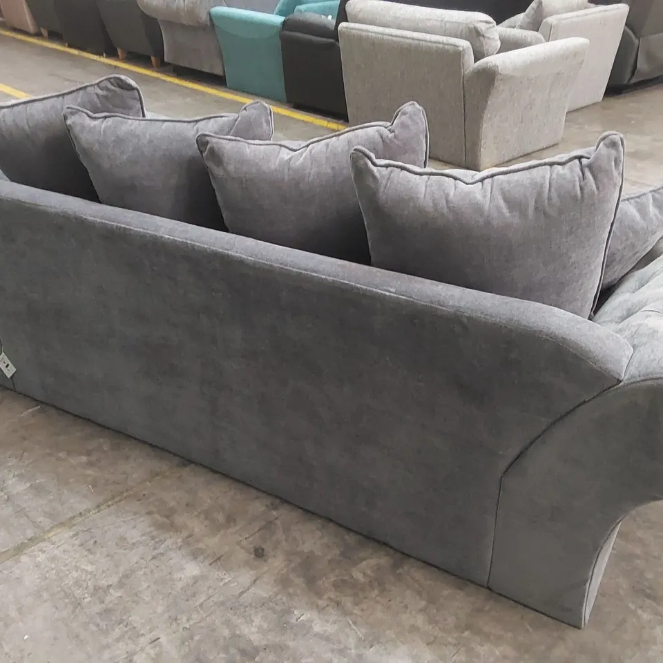 WINDSOR 3 SEATER FABRIC SCATTER BACK SOFA - GREY RRP £949