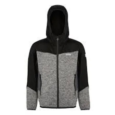 BRAND NEW REGATTA KIDS DISSOLVER IX HOODED FULL ZIP FLEECE IN GREY & BLACK -  SIZE 7/8 YEARS