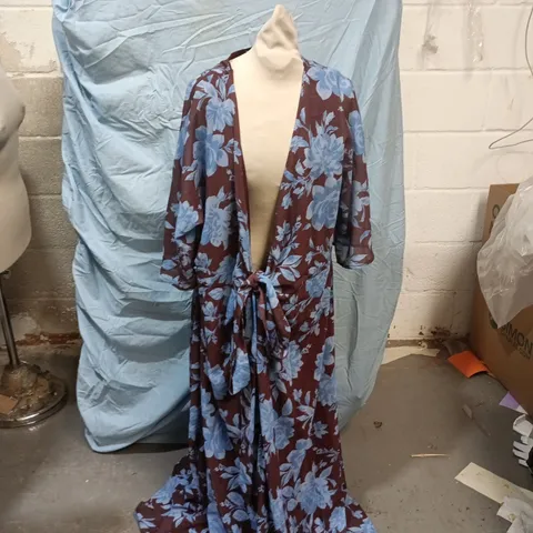 UK 18 WOMEN'S FLORAL WRAP MAXI DRESS BY LTS