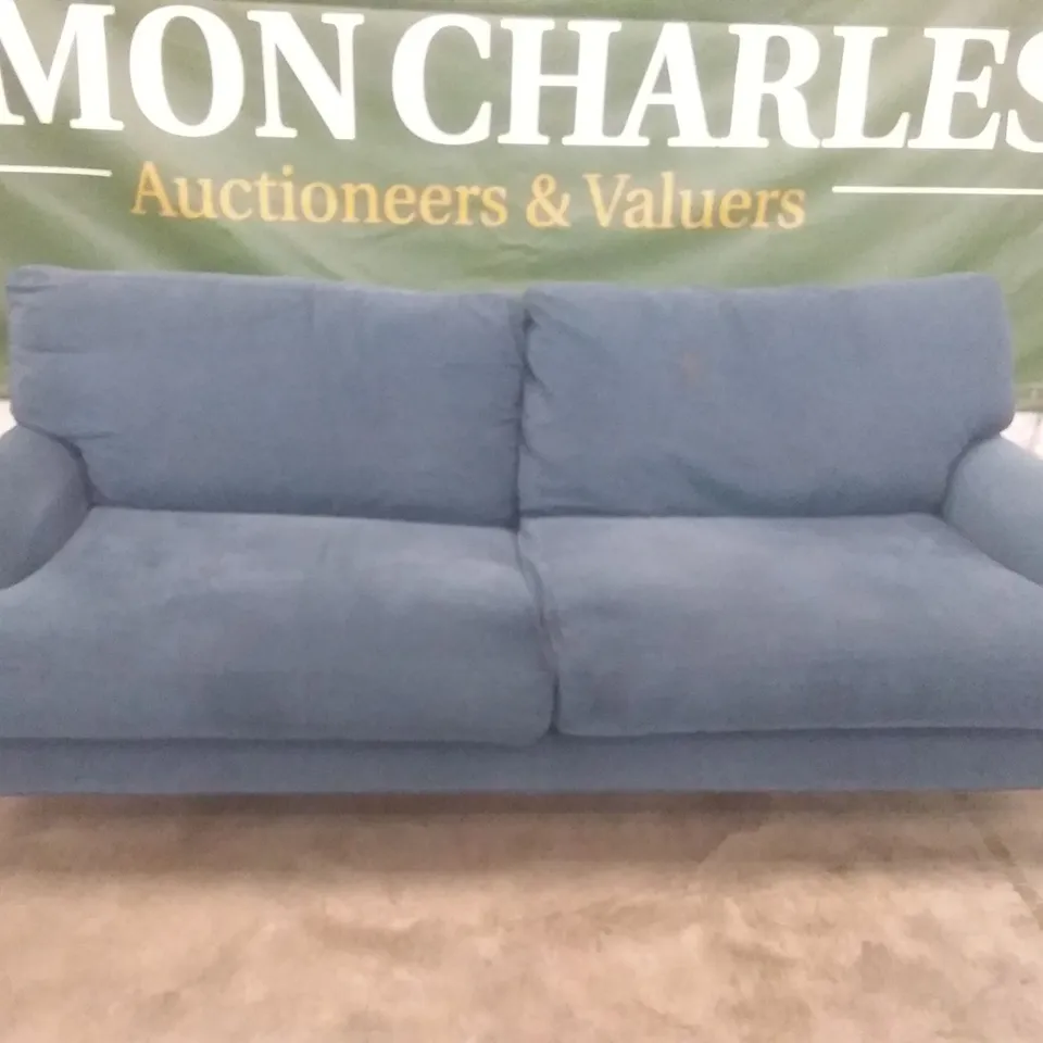 QUALITY BRITISH DESIGNER LOUNGE CO. DIREITO 3 SEATER SOFA PLUSH NAVY FABRIC