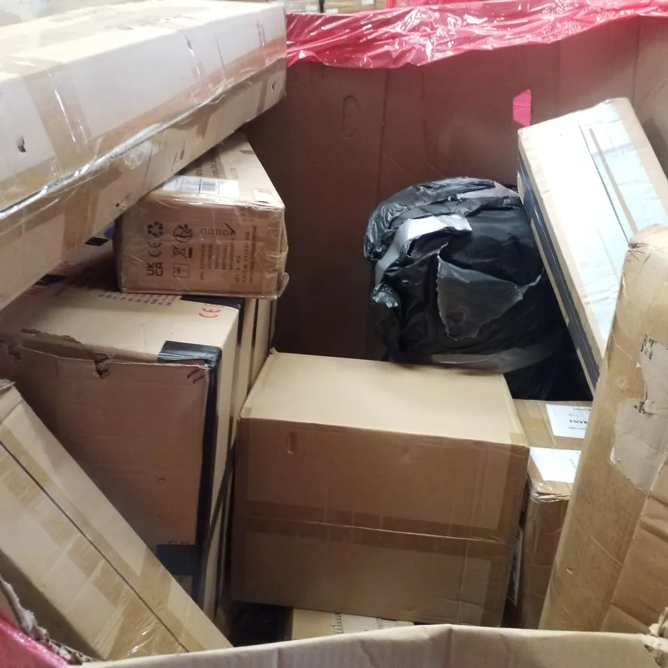 PALLET CONTAINING ASSORTED PRODUCTS INCLUDING SHOWER CHAIR, MEMORY FOAM MATTRESS TOPPER SMALL DOUBLE, PADDED TOILET GRAB RAILS, FOOD DELIVERY BACKPACK & PORTABLE WARDROBE 
