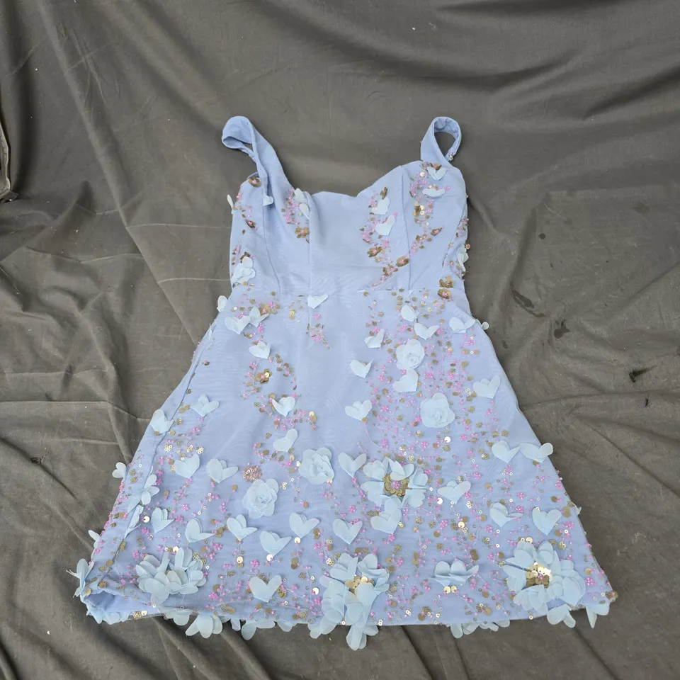 OH POLLY BRIAR EMBELLISHED CORSET MINI DRESS IN SKY BLUE SIZE 6