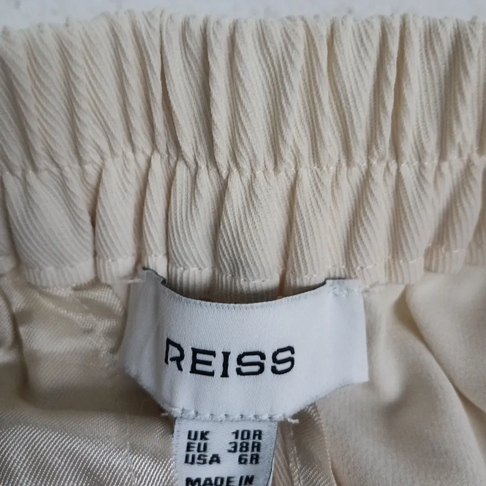 REISS EDEN WIDE-LEG TROUSERS – CREAM, UK 10R (EU 38R, USA 6R)