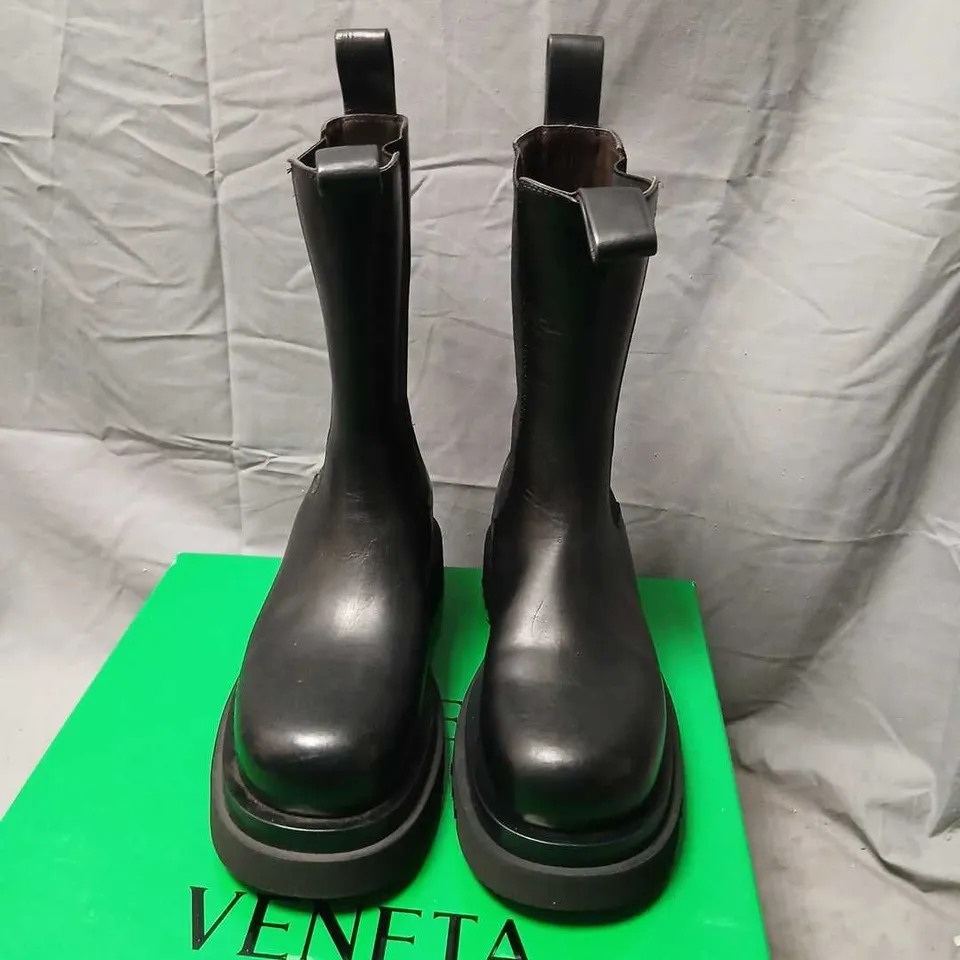 BOTTEGA VENETA LUG BOOTS – BLACK LEATHER, UK 6 (EU 39)