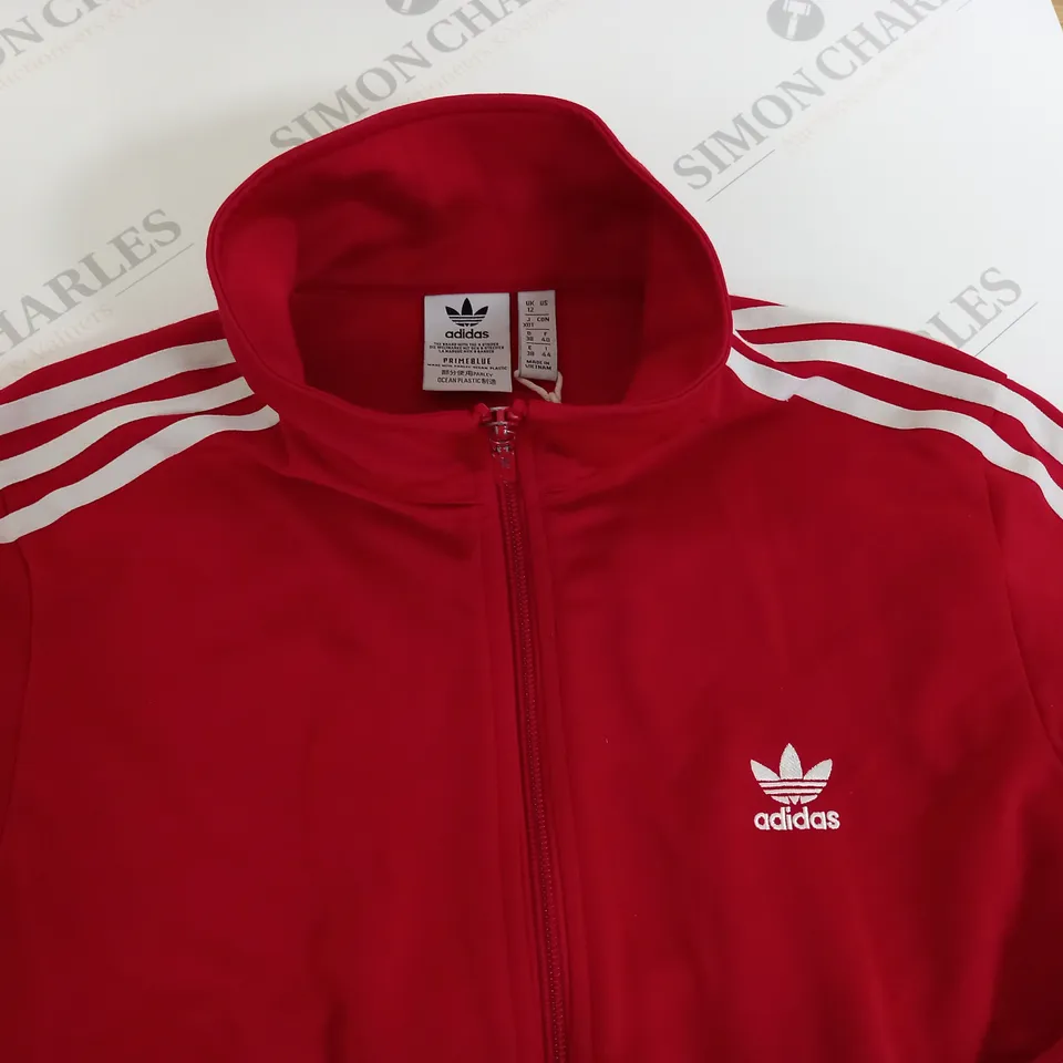 ADIDAS RED ZIP THROUGH JACKET - UK 12