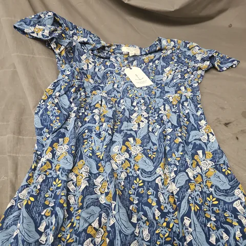 SEASALT CORNWALL WOMEN'S DRESS – ORGANIC COTTON, PETITE, UK 12, BLUE FLORAL