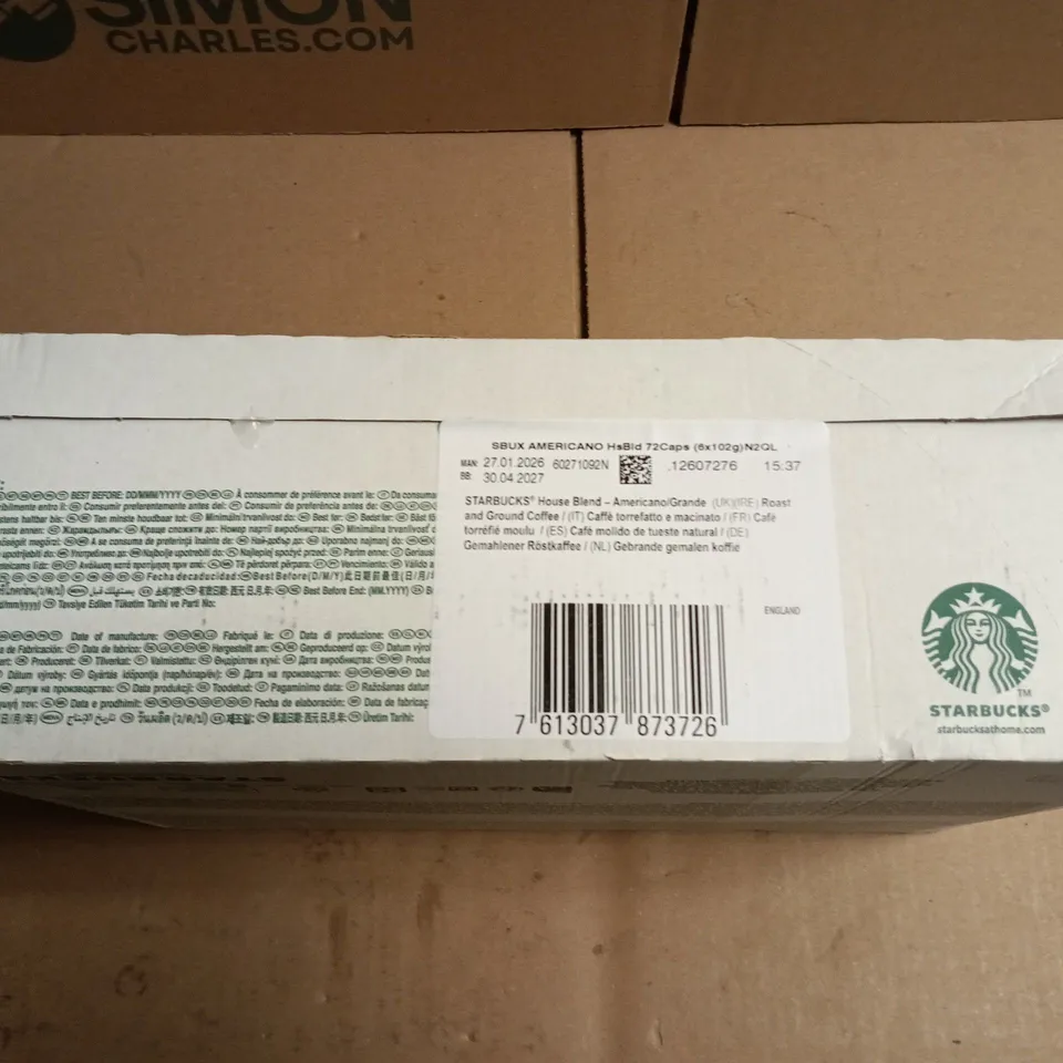 STARBUCKS AMERICANO HOUSE BLEND COFFEE PODS FOR NESCAFE DULCE GUSTO – 6 BOXES OF 12 (72 PODS IN TOTAL)