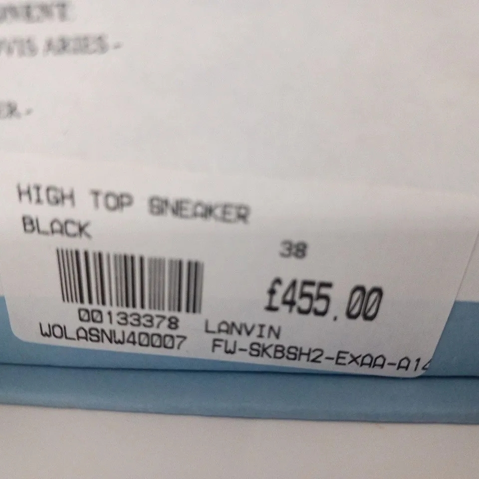 BOXED LANVIN HIGH TOP SNEAKER BLACK SIZE 38