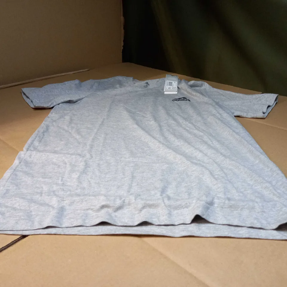 ADIDAS GREY MARL/LOGO TEE - SMALL