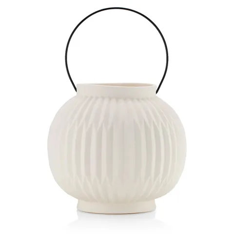 GARDEN REFLECTIONS LARGE BATTERY OPERATED PORCELAIN SPHERE FLUTED LIGHT