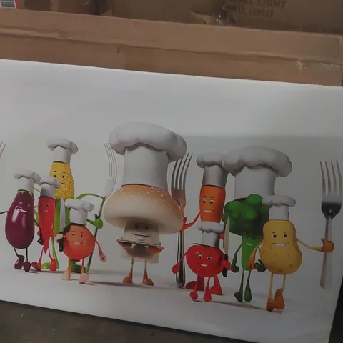 BOXED KITCHEN VEGETABLE CHARACTERS PICTURE - WRAPPED CANVAS 