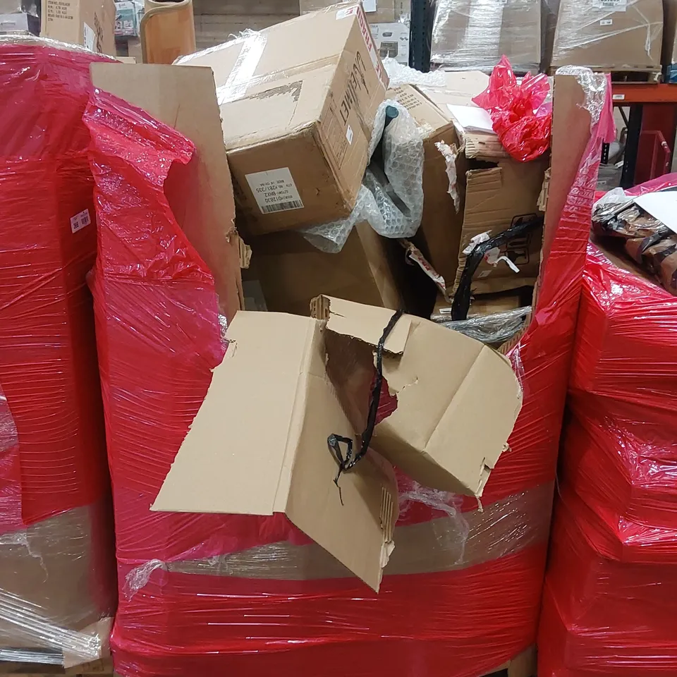 PALLET OF ASSORTED HOUSEHOLD ITEMS AND CONSUMER PRODUCTS TO INCLUDE; BOXED FURNITURE ETC 
