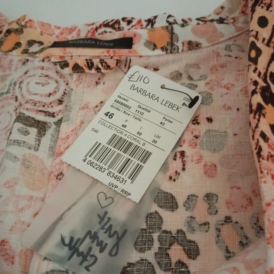 BARBARA LEBEK COLLECTION 4 CORAL B SHIRT UK 20 TAGGED