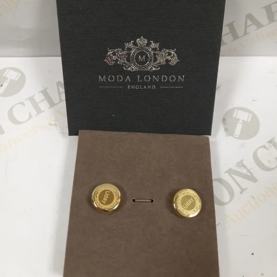 MODA LONDON UDAY GOLD EFFECT CUFF LINKS 