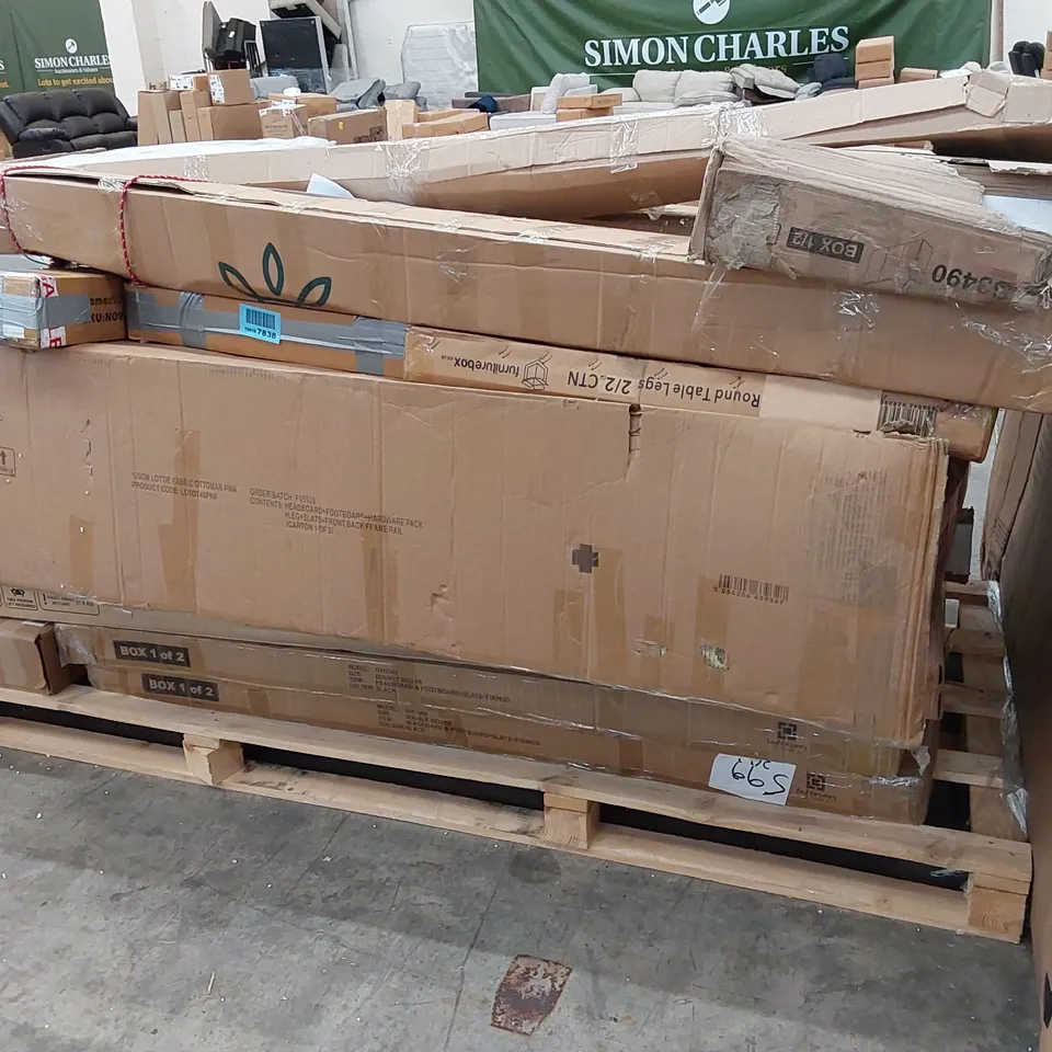 PALLET OF ASSORTED FURNITURE PARTS 