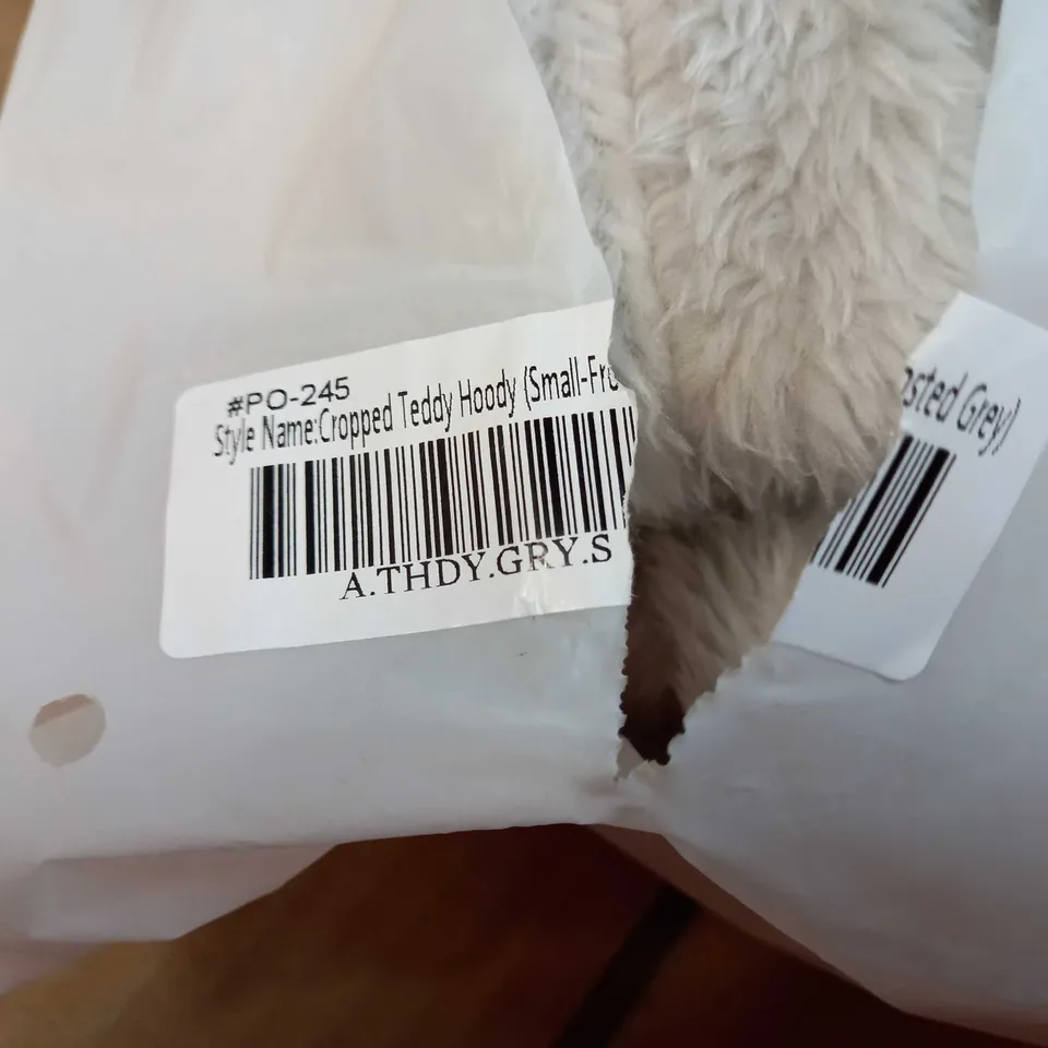 PACKAGED LOUNGE GREY CROPPED TEDDY HOODIE - SMALL