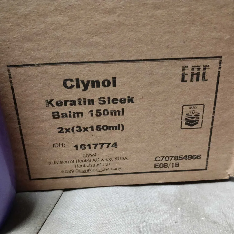 LOT OF 15 6-PACKS OF CLYNOL KERATIN SLEEK 150ML BLOW DRYING SERUMS - TOTAL 90 ITEMS