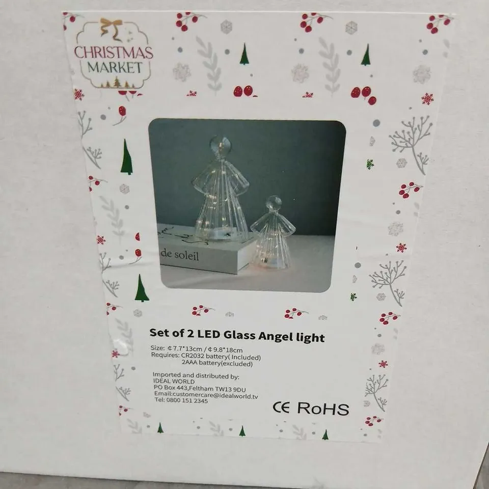 PALLET OF APPROXIMATELY 200 CHRISTMAS MARKET SET OF 2 LED GLASS ANGEL LIGHTS