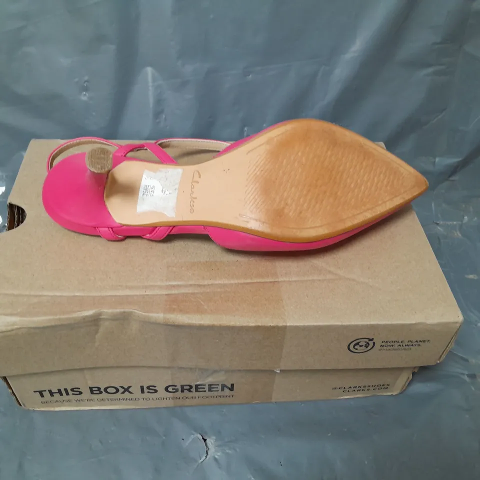 CLARKS SLINGBACK POINTED TOE LEATHER SANDALS BRIGHT PINK SIZE 6