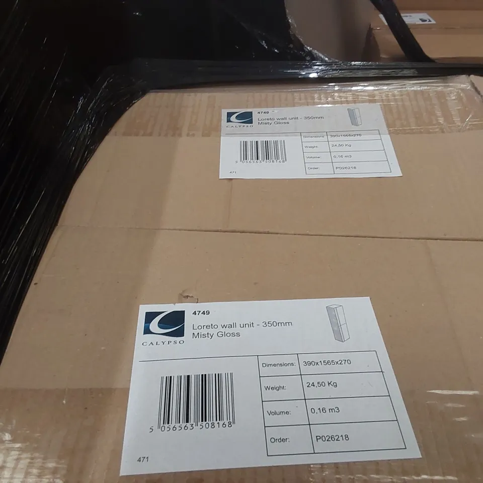 PALLET CONTAINING APPROXIMATELY 4 CALYPSO WALL UNIT PARTS