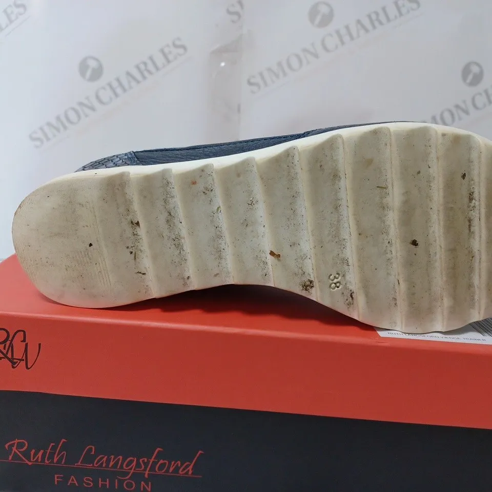 RUTH LANGSFORD WEDGE TRAINER NAVY SIZE 5