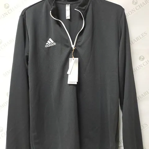 ADIDAS BLACK HALF ZIP TRAINING TOP - LARGE